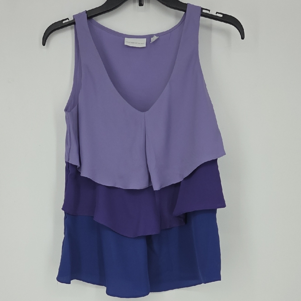 New York & Company Layered Purple and Blue Tank Top